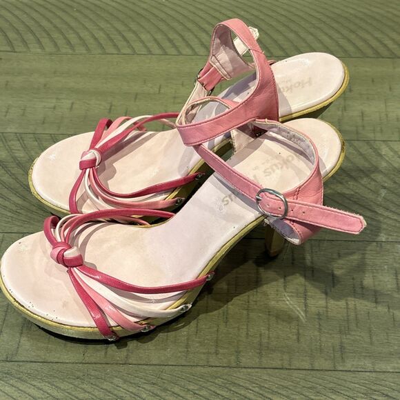 Womens pink Sandals heels Pumps Shoes size 8 strappy - Picture 2 of 7